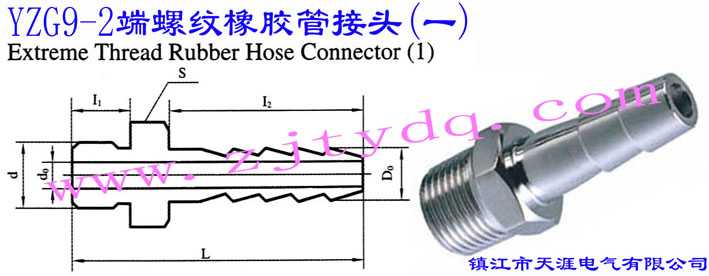 YZG9-2 端螺紋橡膠管接頭(一)(寶塔形接頭)Extreme Thread Rubber Hose Connector 1