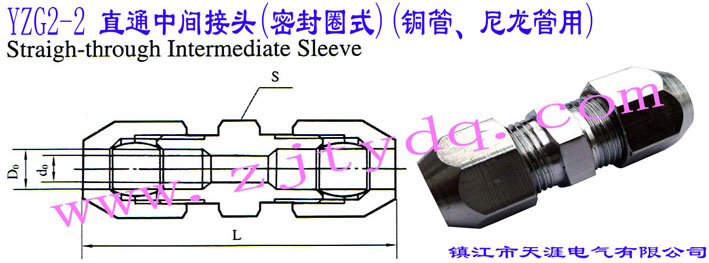 YZG2-2 直通中間接頭(密封圈式)(銅管、尼龍管用)Straight-through Intermediate Sleeve