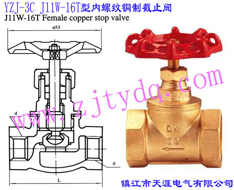 YZJ-3C J11W-16T�̓��ݼy�~�ƽ�ֹ�yYZJ-3C J11W-16T Female Screw Copper Stop Valve